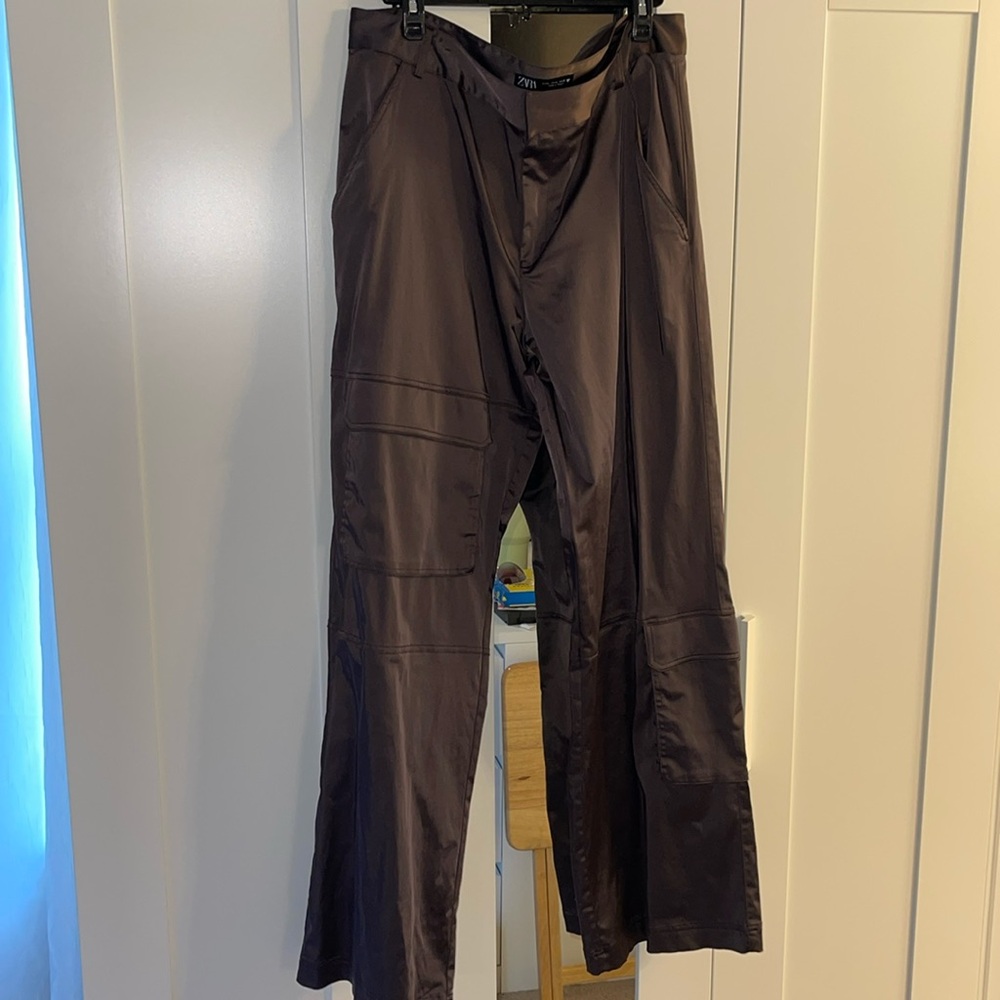 Zara satin-like cargo pants size Xl